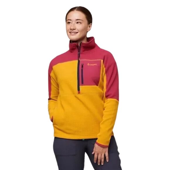 Abrazo Fleece Half-Zip Jacket - Women's Small Jacket Mustard Yellow Dark Rose - Picture 1 of 5